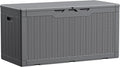 Devoko 100 Gallon Waterproof Large Resin Deck Box Indoor Outdoor Lockable Storage Container for Patio Furniture Cushions Garden Tools (100 Gallon, Grey)
