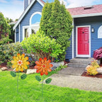 YEAHOME Garden Decor for Outside, Set of 2 Metal Flowers 23.6” Decorative Garden Stakes for Spring Decor, Yard Art Flower Stakes for Outdoor Lawn Backyard Porch Garden Decorations (Orange, Yellow)