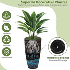 2 Packs 21 inch Tall Planter, Indoor Outdoor Round Planter for Porch, Large Plant Pot with Drainage Hole for Home Garden Front Door, Modern Decorative Pots for Plants (Dark Brown)