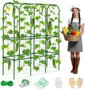 62in Tall Cucumber Trellis for Raised Bed, 51" L x 62" H Metal Garden Trellis for Climbing Plants Outdoor, U-Shape Vegetables Trellis Support for Squash Zucchini Peas Grape