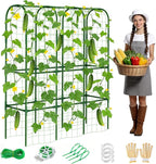 62in Tall Cucumber Trellis for Raised Bed, 51" L x 62" H Metal Garden Trellis for Climbing Plants Outdoor, U-Shape Vegetables Trellis Support for Squash Zucchini Peas Grape