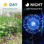 JJGoo Solar Firework Lights, 2 Pack 150 LEDs 2 Lighting Modes Solar Lights Outdoor Waterproof for Garden Patio Walkway Pathway Party Wedding Christmas Decorative - Blue