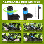 Drip Emitters for 1/4" Drip Irrigation Tubing 25 pcs Adjustable 360 Degree Fan Shape Water Flow Irrigation Drippers with Lock Barbed Irrigation Drip Heads Drip Spray Emitters for Flower Plants Garden