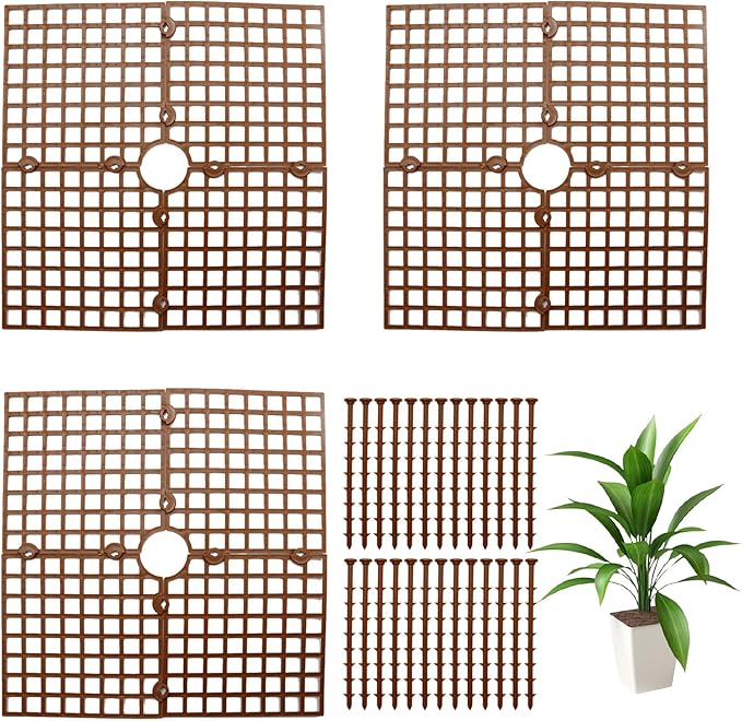 3 Pcs Plant Pot Cover Plant Protector from Animal 11.8" Plant Pot Grid with Center Cutout Cuttable Flower Cover Soil Protectors