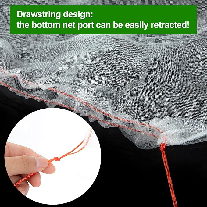 4Pcs Insect Bird Barrier Mesh, 7.9 x 5.9 FT Garden Netting Barrier, Bird Netting, Netting for Plant with Drawstring, Tomato Protective Cover