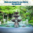 Yzert Solar Water Founatin White Flower Glass - No Battery, 3.5W Solar Fountain Pump for Bird Bath with 4 Fixed Rods&7 Nozzles, Bird Bath Fountains Solar Power for Garden, Outdoor, Pond,Pool