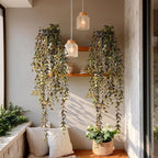 Artificial Hanging Plant 2 Pcs Faux Plant Ivy Vine Faux Eucalyptus Vines Fake Potted Greenery for Wall Living Room Home Shelf Office Bathroom Outdoor Indoor Decor (Type 3)