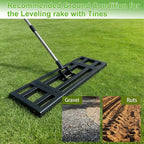 Lawn Leveling Rake 30"X 10" for Soil, Gravel Leveling Rake Heavy Duty with Adjustable Long Handle, Garden Level Rake with Tines for Yard, Landscape, Leveling Sand, Grass, Dirt, Ergonomic & Durable