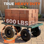 Sekey 600lbs Steel Mesh Garden Cart for Patio & Backyard, Utility Wagon with Removable Sides (Convertible Flatbed), 10" Rubber Tiress, Green