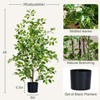 Bailikang Artificial Ficus Tree Indoor 4ft, Large Potted Faux Tree with Realistic Silk Leaves & Trunk for Home Office, Living Room Corner Decor