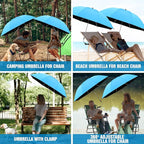 2 PACK Beach Umbrella with Clamp, 360 ° Adjustable Umbrellas for Chair, UPF50+ Umbrella for Beach Chair, Patio Chair, Wheelchair, Camping Chair, Golf Carts (Chair Not Included)