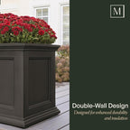 Mayne Fairfield 20-Inch Square Planter – Self-Watering, Weather-Resistant Planter for Flowers – Durable Outdoor Design for Patio, Porch, or Entryway, Espresso