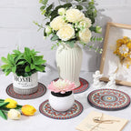 Nuanchu 6 Pcs Boho Plant Pot Mat Absorbent Non Slip Pot Plant Pad Round Plant Coaster Mat Gardening Indoor Outdoor Flower Plant Protect Mat for Table Desk Floor Plant, 5.9 Inches (Elegant Style)