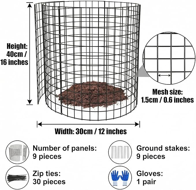 3Pack Plant Protector from Animals, 9pcs Wire Plant Protectors Metal Mesh Plant Cages, 11.8 x 15.7 Inch Outdoor Plant Guards for Rabbits Chicken Squirrels and Garden Protection