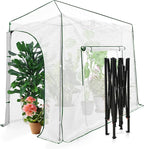EAGLE PEAK 10x5 Portable Walk in Greenhouse, Pop Up Indoor Outdoor Greenhouse, Green House Kit with Zippered Roll-Up Doors and Windows, Lean-to Design, PE Cover, Clear/White