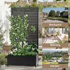 Metal Planter Box with Trellis,72"x35"x15",Galvanized Raised Garden Bed Trellis Outdoor Planter with Privacy Screen & Wheels and Drainage Holes,for Patio Climbing Vegetables,Flowers,Vines,Black