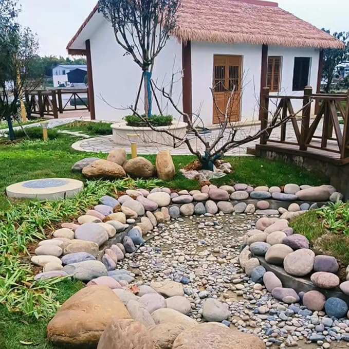 FANTIAN 5 lbs Natural Aquarium Rocks, 2-3 Inch Large Pebbles.Decorative River Rocks for Plants, Fish Tank, Garden, Paving, Fountain, Walkways and Outdoor Landscaping