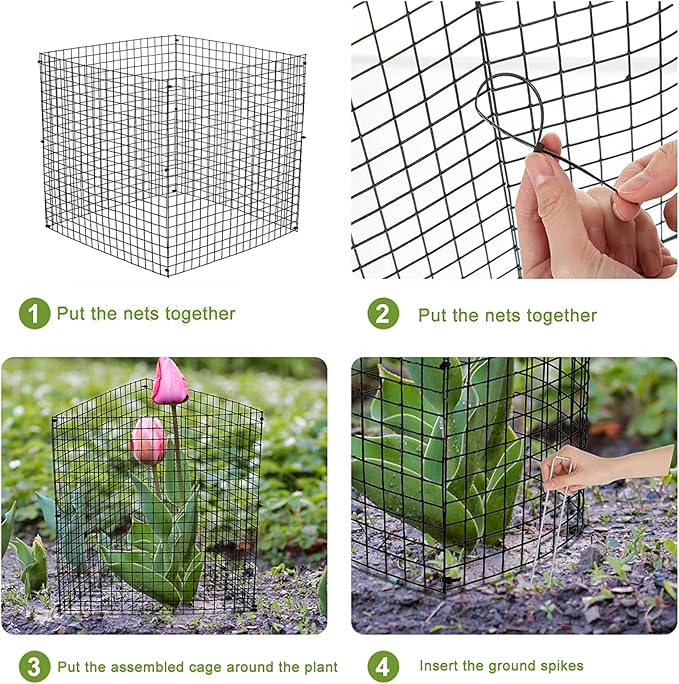 Small Wire Plant Protectors, 10 Pack 12" Square Plant Protectors from Animals Mesh Plant Cage Chicken Wire Cover for Protect Plants, Garden,Shrubs and Vegetables from Animals