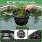 8.5-Inch Round Aquatic Plant Baskets - 6 Pack Durable Black Plastic Mesh Pond Containers for Live Aquarium Plants, Pond Planting & Hydroponic Pots
