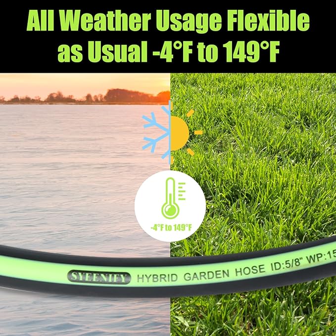 SYEENIFY Garden Leader Hose 5/8 in. x 6 ft Short Water Hose Male/Female Heavy Duty Hybrid Garden Hose No Kink and Flexible Rubber Hose for Dehumidifier,Vehicle Water Filter and Camp Water Tank