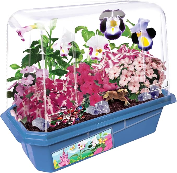 Grow Your Own Flower Princess Palace Terrarium Starter Kit - Blooming Jewelweed & Princess Flowers, Includes Pony, Royal Gems & Complete Supplies to Start Growing in a Week