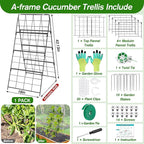 Cucumber Trellis for Raised Bed A Frame Metal Garden Trellis for Climbing Plants Outdoor, 42 x 16IN Foldable Coated Steel Cucumbers Trelli, Easy to Install Cucumber Trellis for Vegetable Fruit
