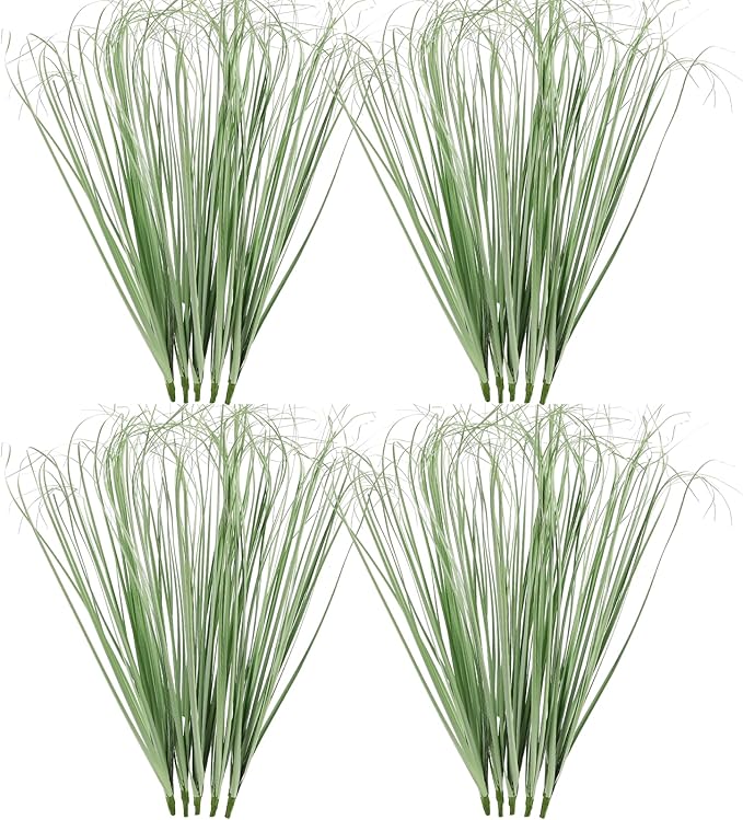 ATTGREAT 20PCS Fake Grass Filler Decor Artificial Grass Plants Outdoor Faux Plants Artificial Tall Shrubs Wheat Grass Greenery Stems for Outdoor Indoor Vase Planters Home Decor, Light Green