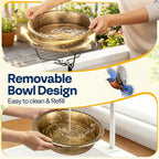 VIVOHOME Deck Mounted Bird Bath with Solar Fountain, Outdoor ABS Birdbath Bowl with Adjustable Metal Clamp, Solar Powered Pump for Railing, Fence, Balcony, 1.45 Gallons, Copper
