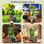 Solar Garden Statue Outdoor Decor Turtle & Frog with LED Lights – Yard Decor for Patio, Balcony, Backyard, Lawn Ornaments Tortoise Figurine, Unique Birthday Gifts for Mom, House Warming Gifts New Home