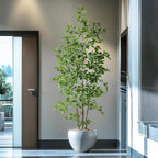 Bailikang Artificial Ficus Tree Indoor 7ft, Large Potted Faux Tree with Realistic Silk Leaves & Trunk for Home Office, Living Room Corner Decor