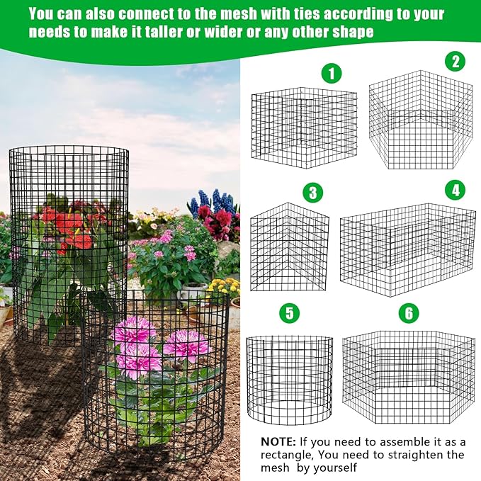 5 Pack Plant Protector from Animals, 17x14 inch Wire Plant Cages Mesh Plant Cage Garden Plant Protector, Sturdy Bunny Barricades Chicken Wire Cloche Plant Protectors for Keeping Bunny Animals Out
