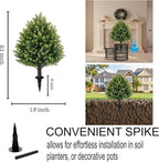21'' Artificial White Berries Topiary Ball Trees with Ground Spike, UV Resistant Fake Plant Brush, 2 Pack Artificial Cedar Shrubs for Outdoor Indoor Front Porch Garden