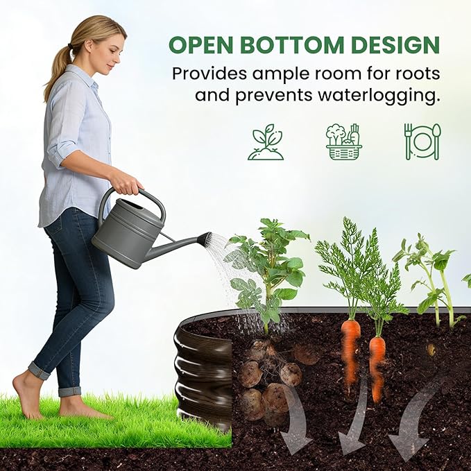 2 in 1 Galvanized Raised Garden Bed with 71" H Arch Trellis for Climbing Plants, Outdoor Gardening Planter Box with Climbing Net for Flowers Vegetables Fruits Herbs, Wood Grain