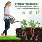 2 in 1 Galvanized Raised Garden Bed with 71" H Arch Trellis for Climbing Plants, Outdoor Gardening Planter Box with Climbing Net for Flowers Vegetables Fruits Herbs, Wood Grain