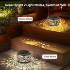 Solar Lantern Outdoor Patio Decor: Solar Lanterns Outdoor Waterproof Hollow Out Retro Metal Solar Powered, Outside Yard Porch Garden Balcony Desk Bedroom Indoor Tabletop Decorations 2 Lighting Colors
