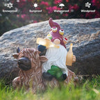 DKJOCKY Gnome Garden Decor Statue with Solar Light Lantern, Highland Cow Birthday Gifts for Women Mom Grandma, Funny Waterproof Resin Figurine Outdoor Decorations for Yard Patio Lawn Balcony Porch