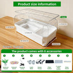 Turtle Tank Kit with 3-Stage Filter, Basking Platform & Heat Lamp - Complete Turtle Aquarium Habitat for Water Turtles, Enclosure or Hermit Crab Tank, Easy Drain Starter Kit White, 18.1 Inch