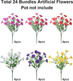 Ivydale 24 Bundles Artificial Flowers for Outdoors Spring Plants Outdoor Decor, Faux Silk Morning Glory Fake Flowers Bulk Petunias Realistic UV Resistant for Outside Porch Patio Window Garden Yard