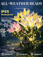 GIGALUMI Solar Garden Lights, 4Pack LED Lily Garden Decor Carefree Solar Flowers Outdoor Waterproof, Yard Decorations Outdoor, Allergy-Free Light up Flowers for Yard Patio (2Pink,1White,1Yellow)