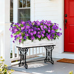 Artificial Impatiens Flowers for Outdoors, 6 Bundles Silk Fake Flowers for Spring Summer Decoration, UV Resistant Faux Plants Plastic Bouquet for Home Planter Porch Patio Yard Decor(Double Purple)