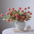 VIERENA 6 Pcs Faux Silk Pompon Mum Artificial Flowers for Vase -27", Bulk Fake Chrysanth Branches with Stems for DIY Bouquet Centerpieces Wedding Fillers Arrangements Shower Decorations (Dusty Pink)