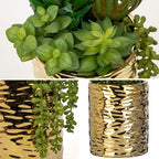 Hollyone Gold Artificial Succulents in Pots Faux Succulents Plants Fake Succulent Arrangement Potted Plants with Gold Tall Ceramic Vase for Desk Bathroom Shelf Living Room Indoor Home Decor Large