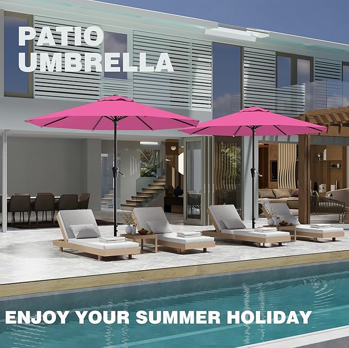 AreShark 12 FT Patio Umbrella for Outdoor, Outdoor Table Umbrella, Outdoor Patio Umbrellas with 8 Sturdy Ribs, Patio Umbrellas for Market, Garden, Deck, Backyard, Pool (Rose Pink)