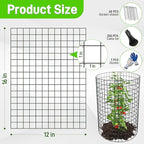 16 Pack Plant Protectors from Animals, 16"x 12" Wire Plant Protector, Wire Cages for Plants with Stakes and Cable Ties, Metal Plant Cages for Plants, Vegetables, Flowers