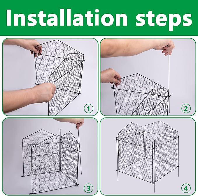 DECOHS 4 Packs Chicken Wire Cloche Plant Protectors from Animals Garden Plant Cage Protector - Wire Plant Protectors to Keep Animals Out