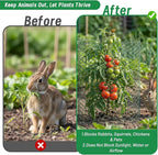 Plant Protectors from Animals, 16.4 x 16In Green PVC Coated Galvanized Chicken Wire Mesh Roll, 0.8mm Free-Cut Plant Cage with Ties, Stakes, Gloves, Pliers & Floral Wire (33Ft*20In)