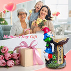 Garden Gnomes Outdoor Statue with Solar LED Lights, Solar Garden Gnomes Decorations10.4 in Funny Double Gnomes Sculptures Home Outdoor Lawn Yard Decor, Ideal Gnomes Gifts for Women/Grandma/Mom