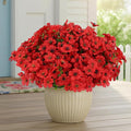 CEWOR 24 Bundles Artificial Flowers for Outdoor Indoor, Fake Silk Daisy with Eucalyptus Leaves, Faux Flower for Valentine's Day Decor Garden Front Door Porch Planter Patio Home Decor (Red)