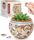 PieceRelax 3D Puzzle Planter 80 Pieces - Autumn Abundance, for Mom, Home Decor Flower Pots for Indoor Cactus, Succulents Pots [K1127]