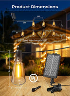 Brightown 52FT Solar String Lights Outdoor Waterproof, Patio Lights with Remote and 15+1 LED Shatterproof Bulbs, Dimmable & Timable, 3 Light Modes, Solar Lights Outdoor for Yard Garden Camping Party